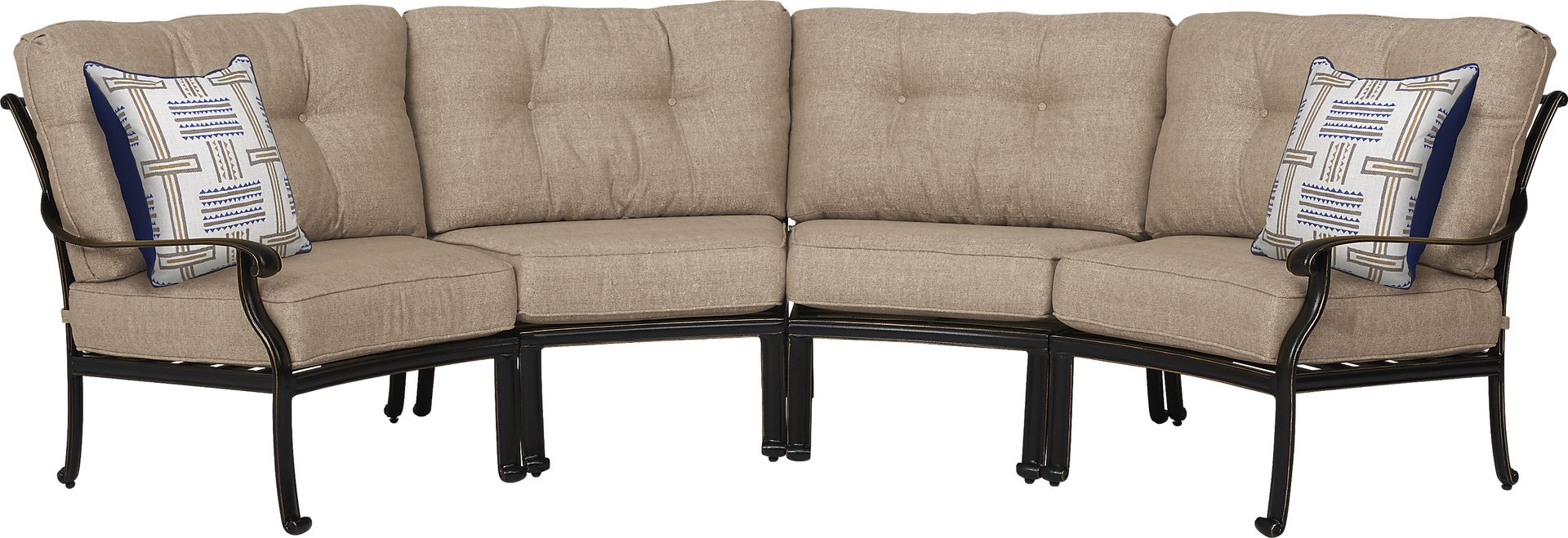 Cindy Crawford Home Lake Como Antique Bronze 5 Pc Sectional Fire Pit Set with Mushroom Cushions - Image 2