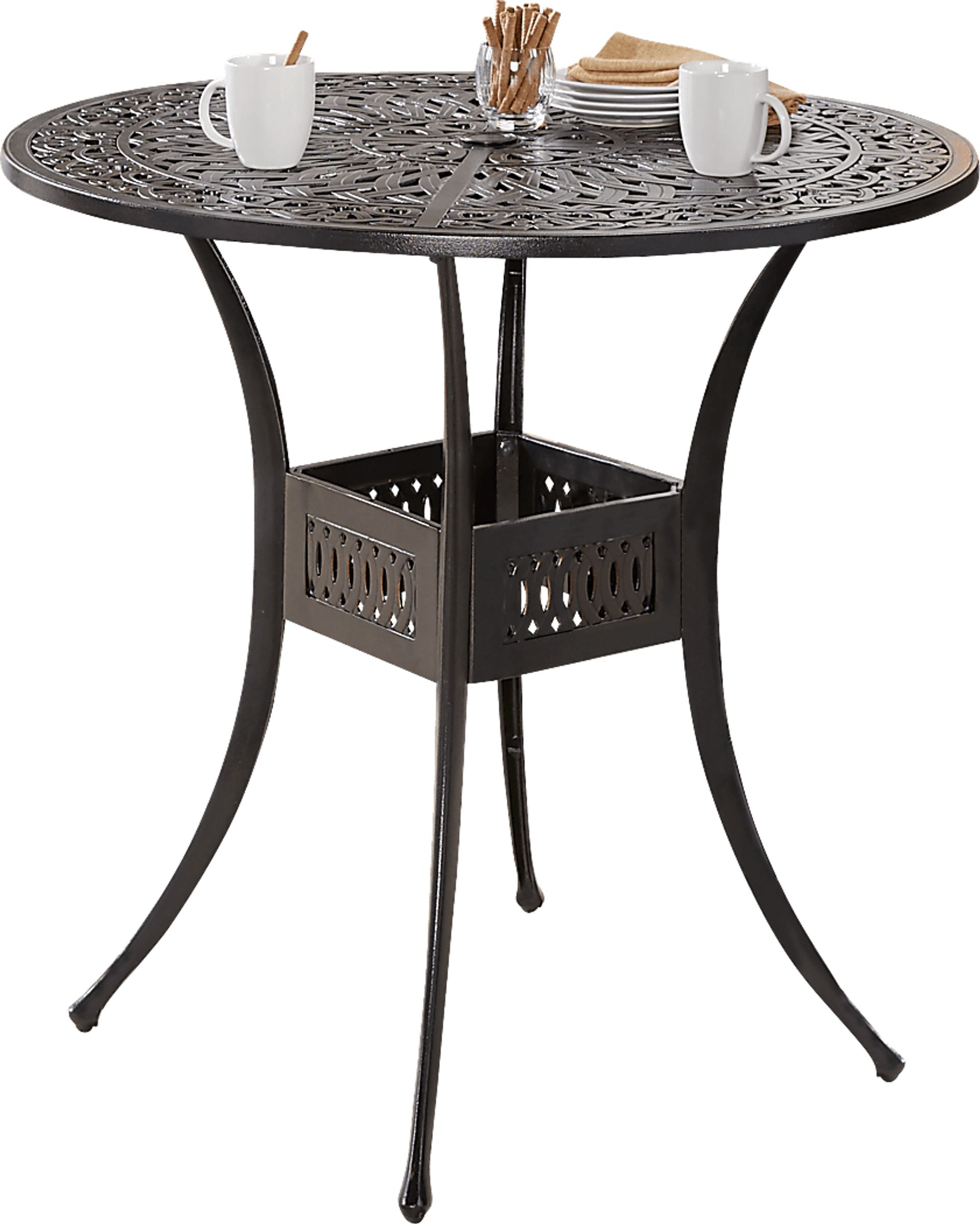 Lake Como Antique Bronze 5 Pc Round Outdoor Bar Height Dining Set - Image 2