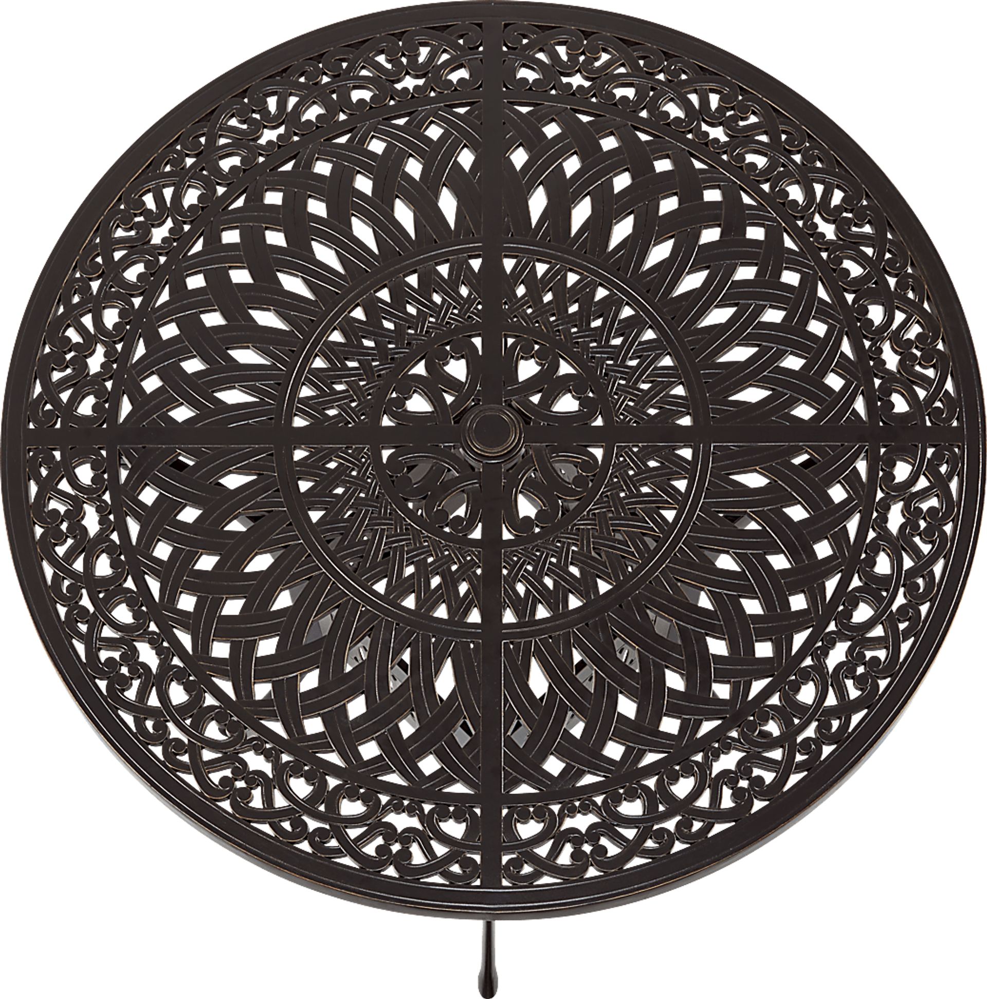 Lake Como Antique Bronze 5 Pc Round Outdoor Dining Set with Silk-Color Cushions - Image 3