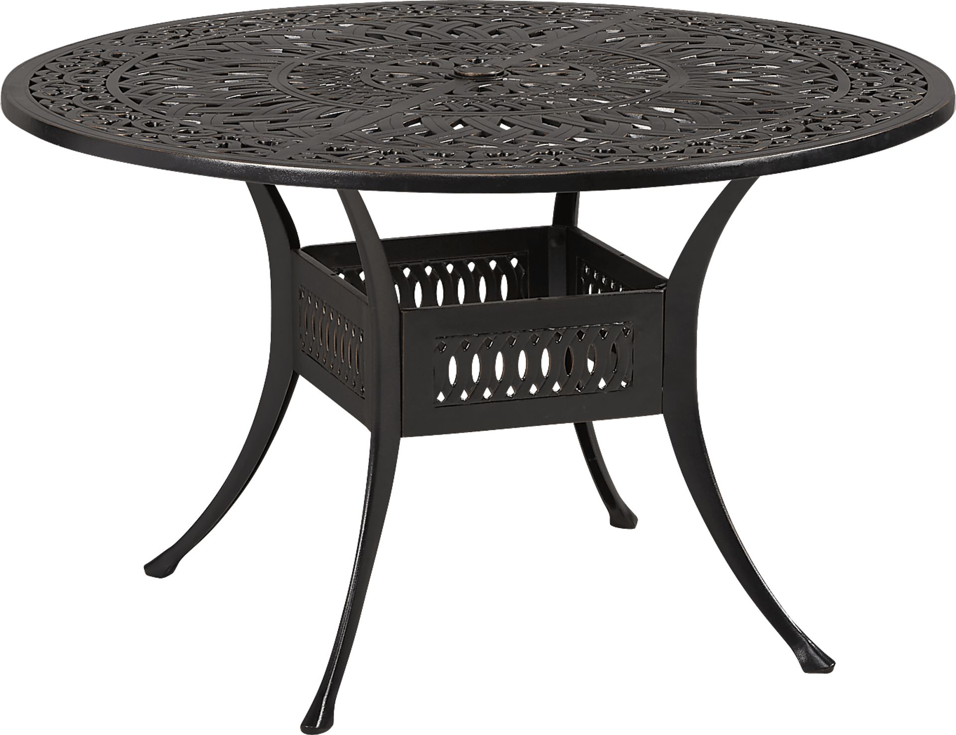 Lake Como Antique Bronze 5 Pc Round Outdoor Dining Set with Silk-Color Cushions - Image 2
