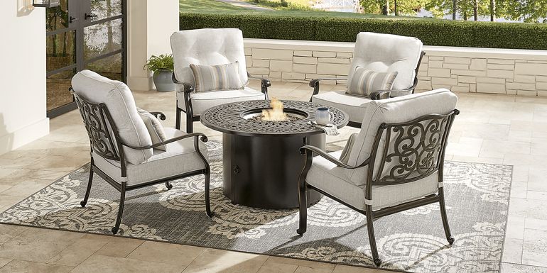 Cindy Crawford Home Lake Como Antique Bronze 5 Pc Fire Pit Seating Set with Ash Cushions