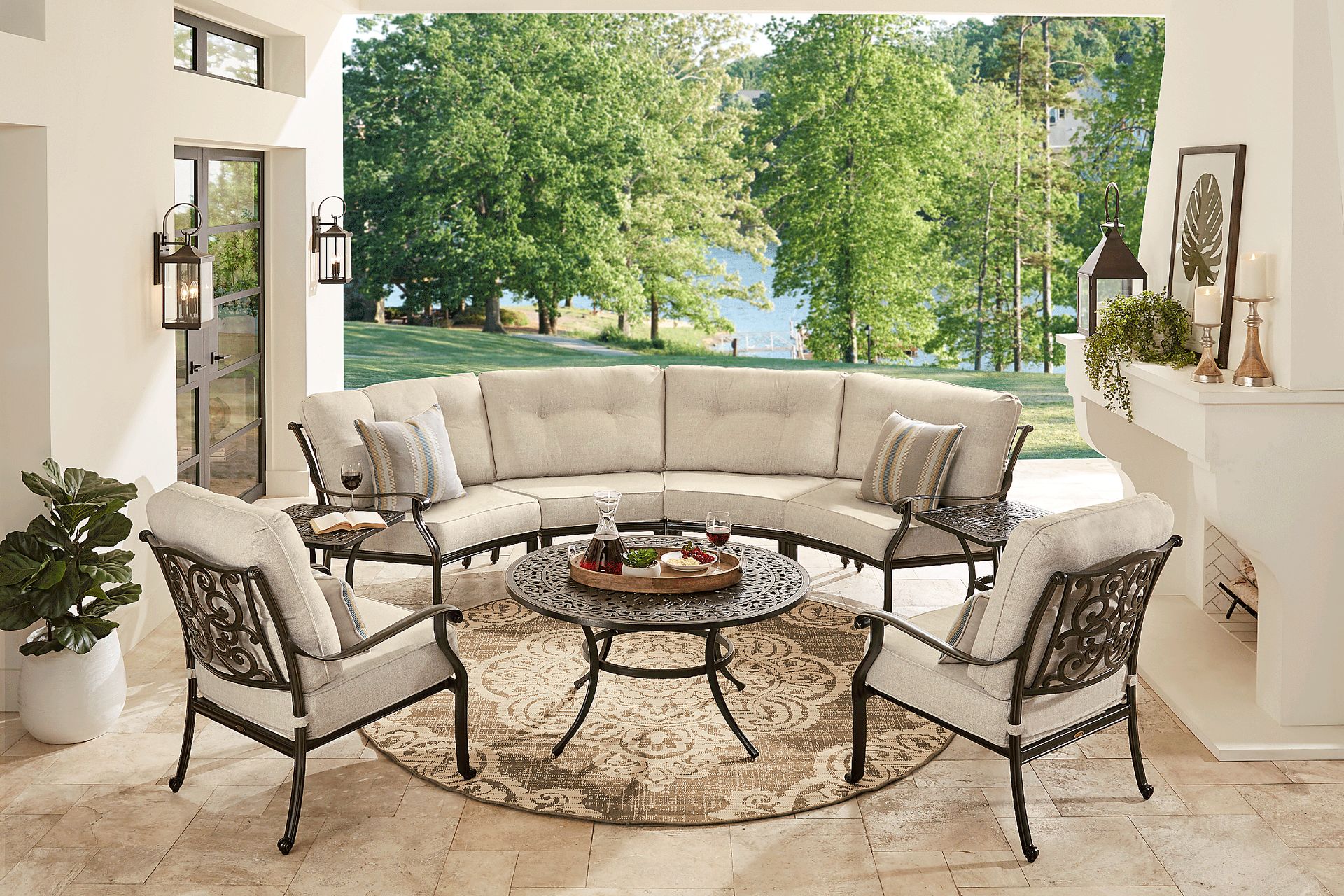 LAURA LIVING カッティングボード　スチームドオーク定価14960円 Cindy Crawford Lake Como 5 Pc Bronze Metal Mushroom Brown Aluminum