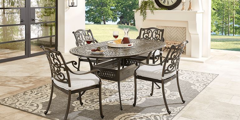Cindy Crawford Home Lake Como Antique Bronze 5 Pc Oval Outdoor Dining Set with Ash Cushions
