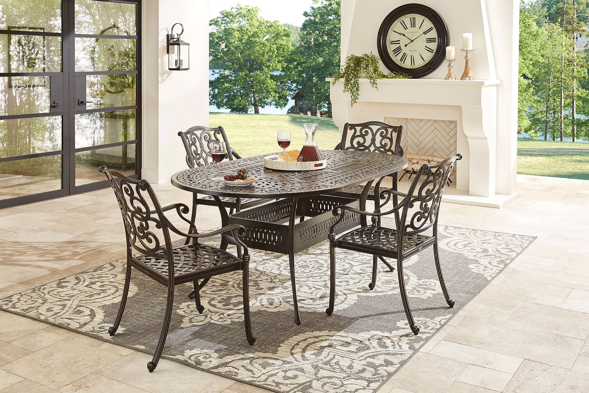 Lake Como Antique Bronze Outdoor Cast Arm Chair - Image 2