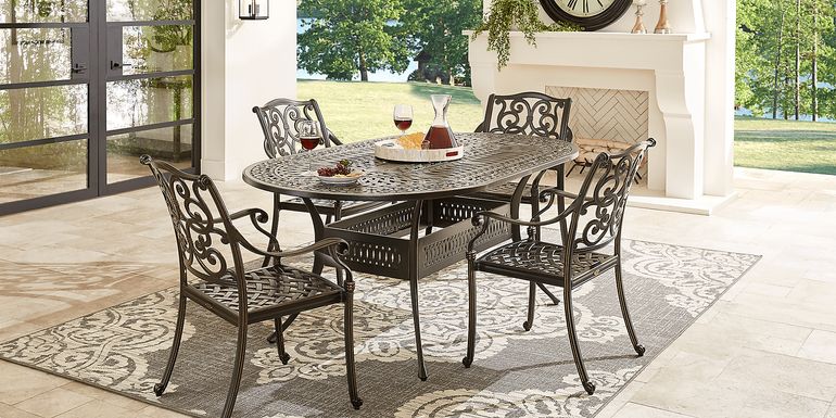 Cindy Crawford Home Lake Como Antique Bronze 5 Pc Oval Outdoor Dining Set