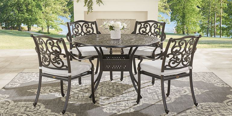Cindy Crawford Home Lake Como Antique Bronze 5 Pc Round Outdoor Dining Set with Ash Cushions