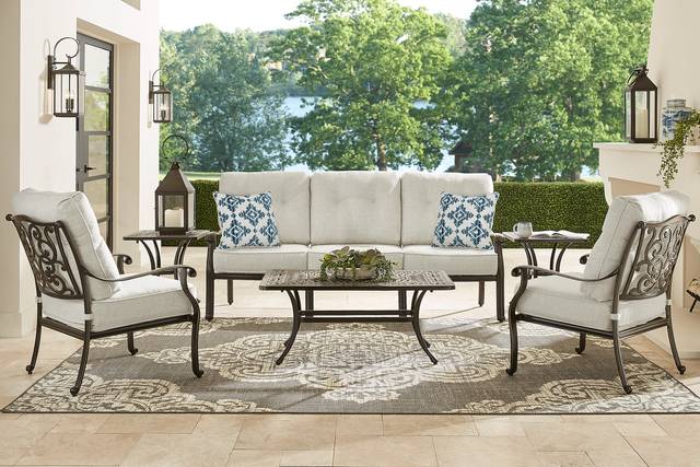Cindy Crawford Home Lake Como Antique Bronze 6 Pc Outdoor Seating Set With Ash Cushions - Thumbnail - Image 1