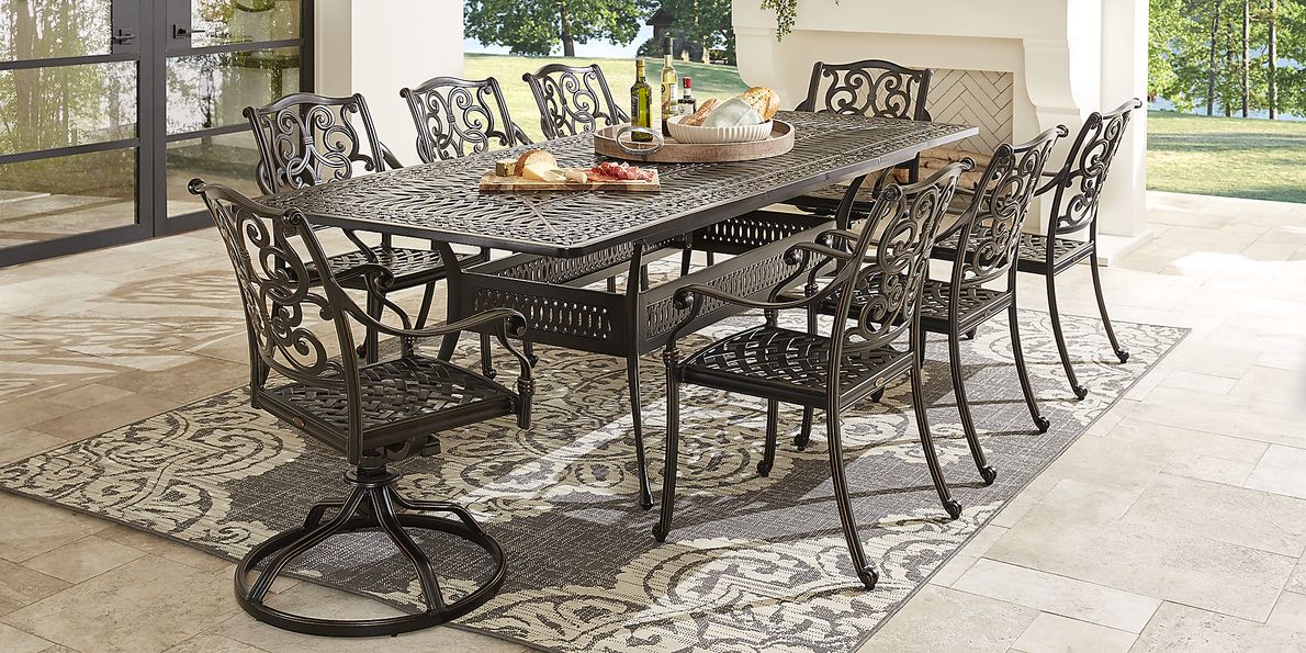 Bronze outdoor dining discount table