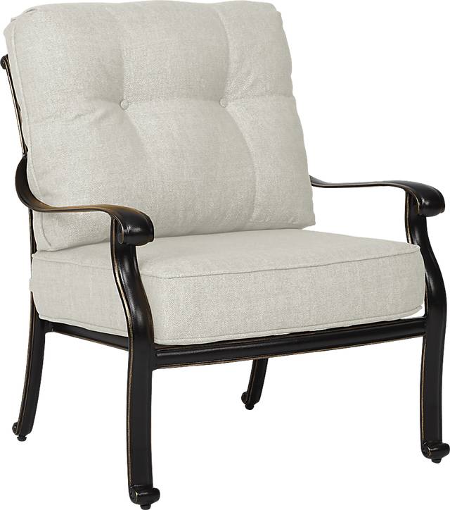 Lake Como Antique Bronze 5 Pc Outdoor Chat Set with Coconut Cushions - Thumbnail - Image 2