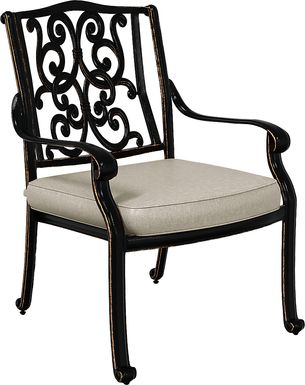 Cindy Crawford Home Lake Como Antique Bronze Outdoor Arm Chair with Ash Cushion