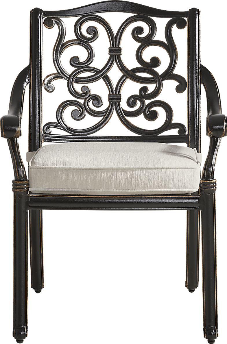 Cindy Crawford Home Lake Como Antique Bronze Outdoor Arm Chair with Coconut Cushion