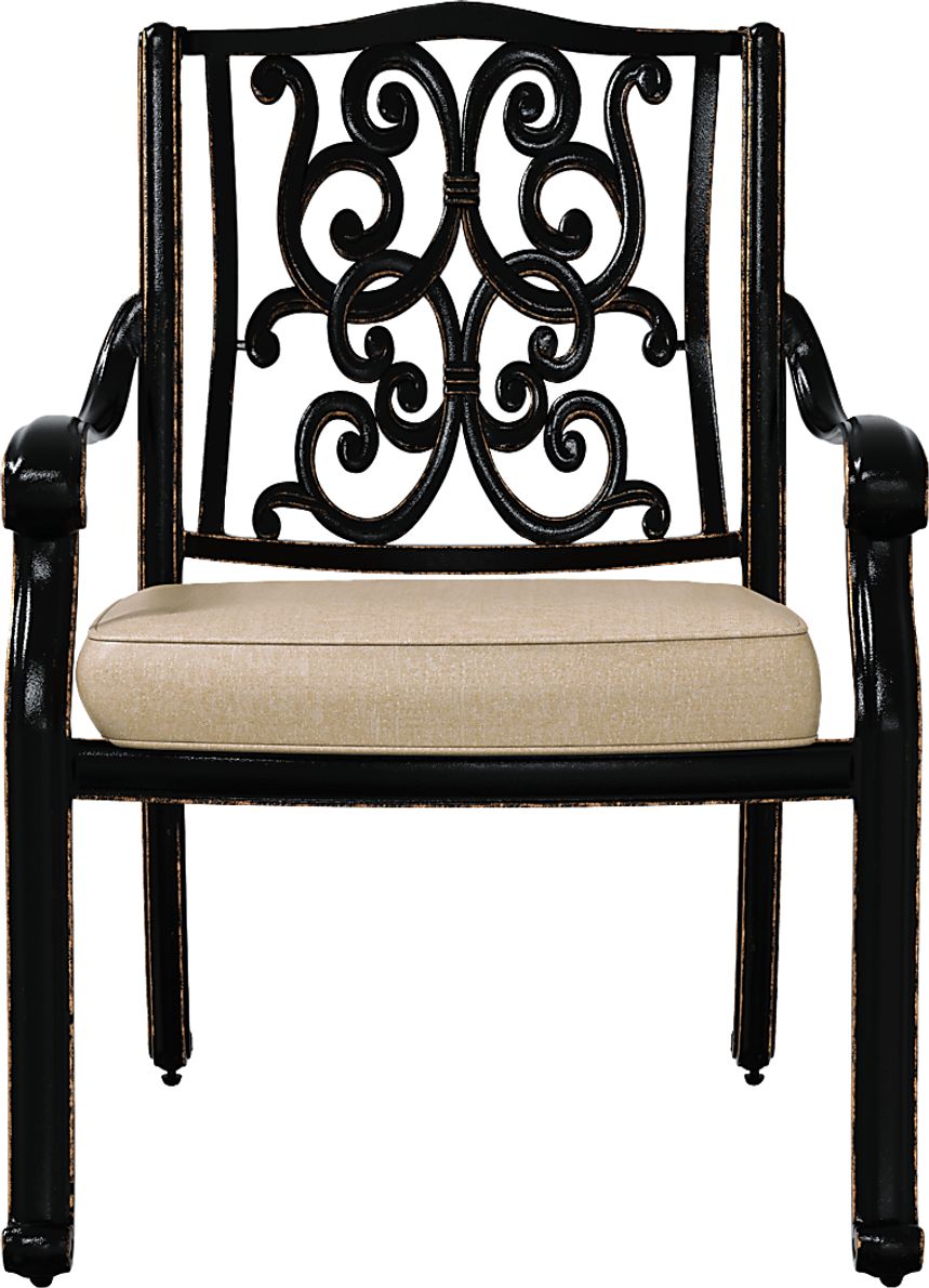 Cindy Crawford Home Lake Como Antique Bronze Outdoor Arm Chair with Malt Cushion