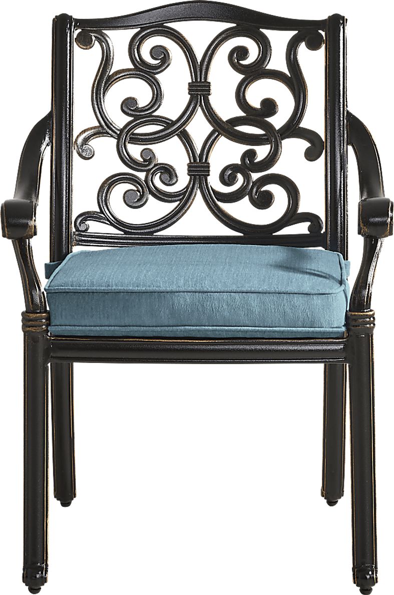 Cindy Crawford Home Lake Como Antique Bronze Outdoor Arm Chair with Rivera Cushion