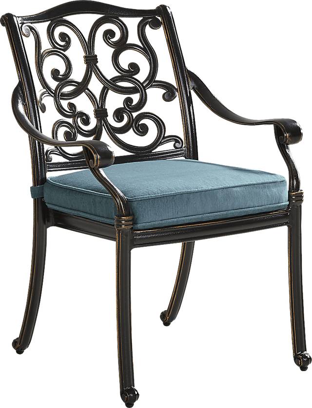 Lake Como Antique Bronze Outdoor Arm Chair with Rivera Cushion - Thumbnail - Image 1