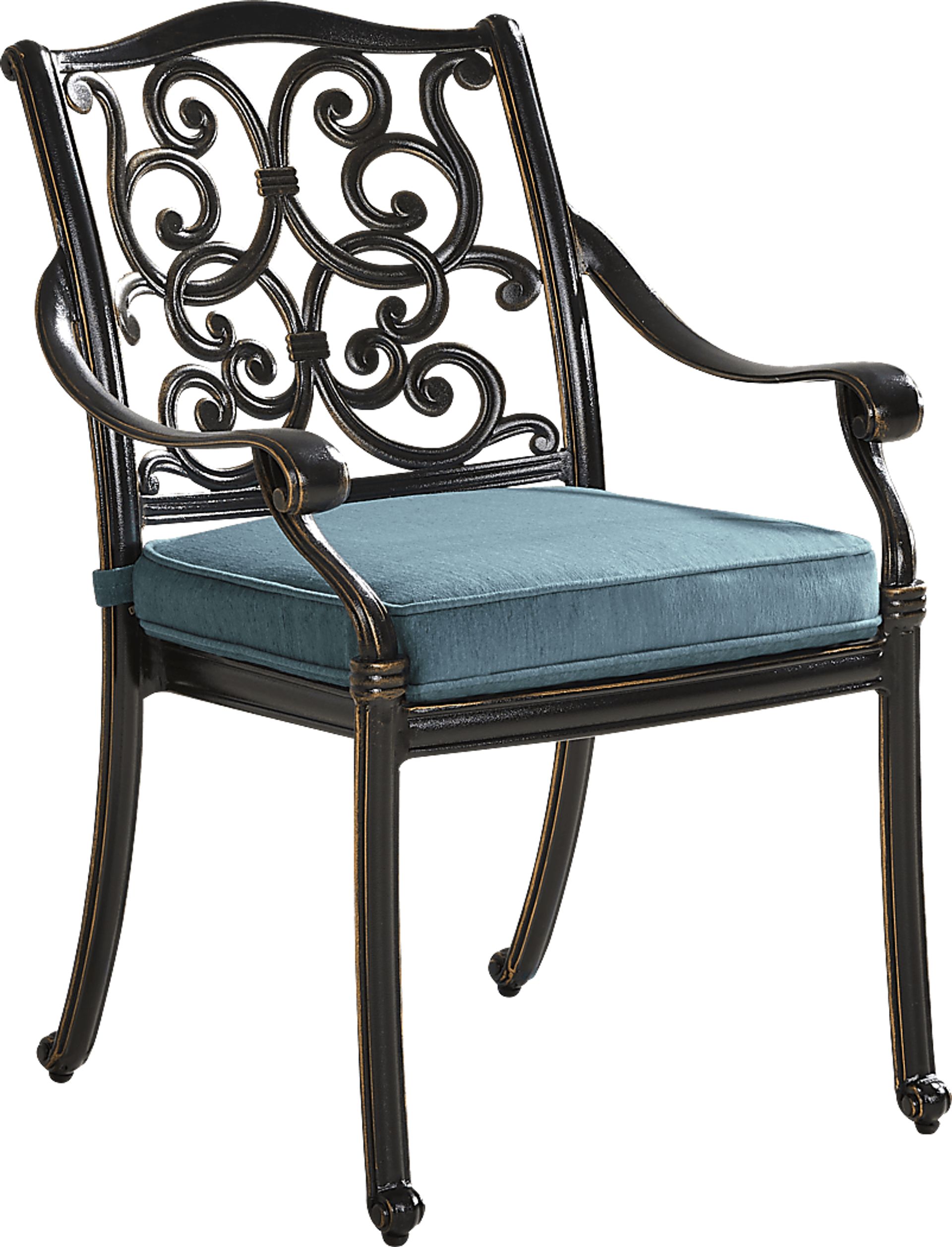 Lake Como Antique Bronze Outdoor Arm Chair with Rivera Cushion - Image 1