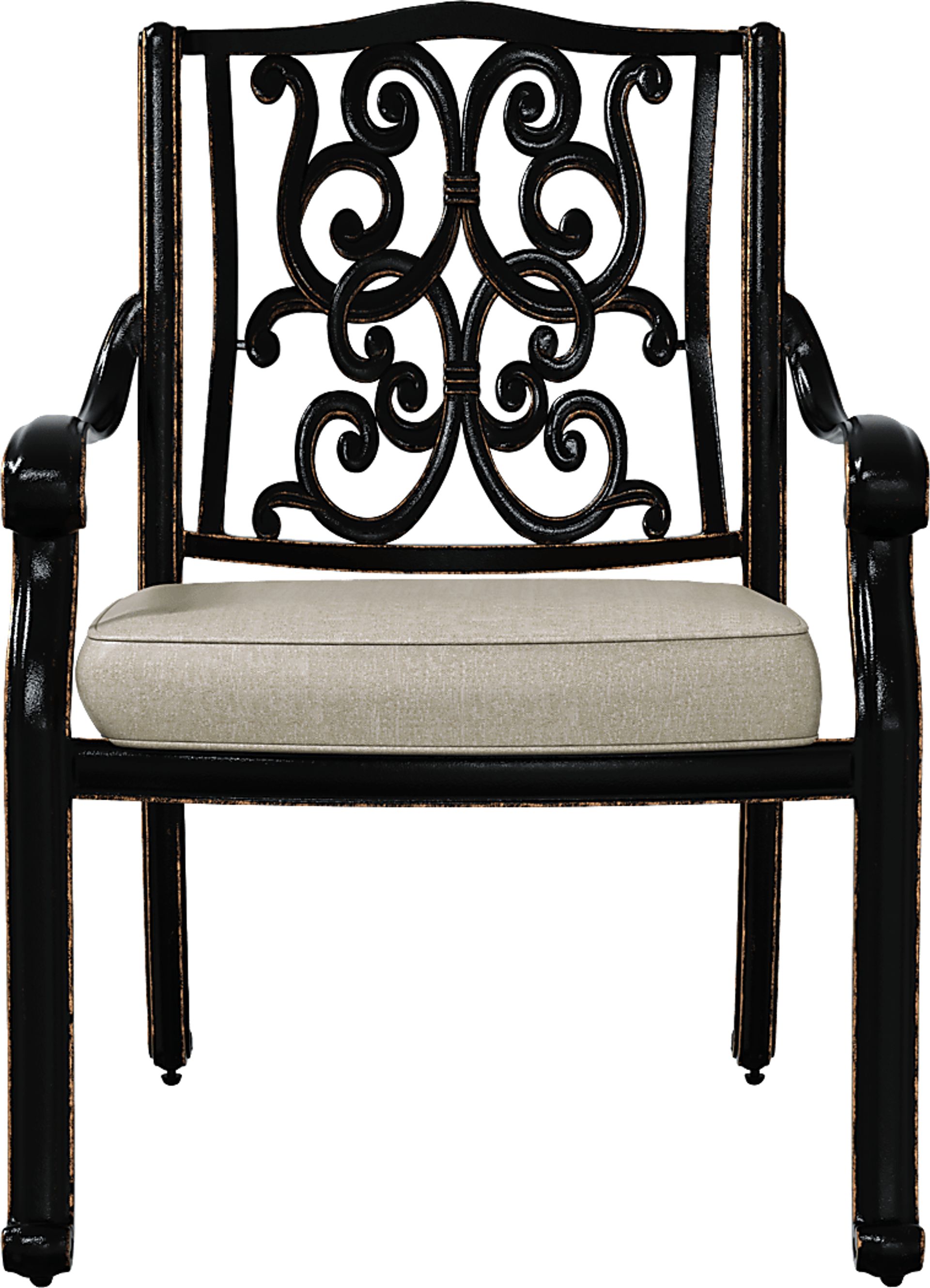 Lake Como Antique Bronze 5 Pc Round Outdoor Dining Set with Silk-Color Cushions - Image 5