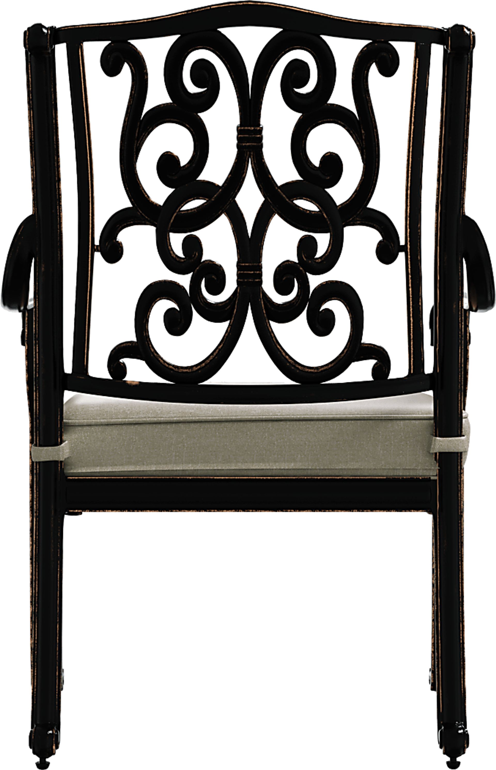 Lake Como Antique Bronze 5 Pc Round Outdoor Dining Set with Silk-Color Cushions - Image 6