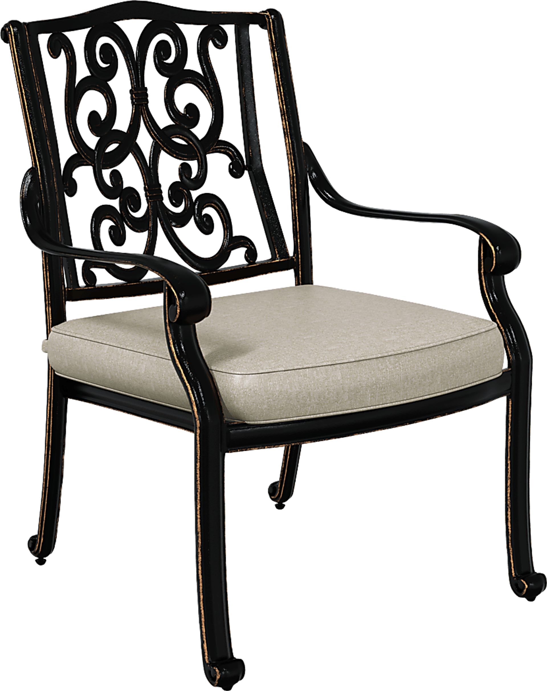 Lake Como Antique Bronze 5 Pc Round Outdoor Dining Set with Silk-Color Cushions - Image 4