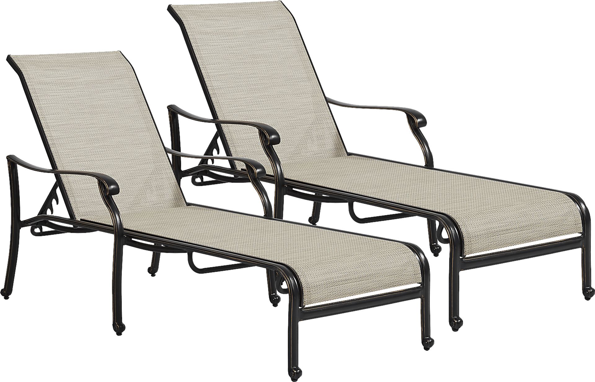 Lake Como Antique Bronze Outdoor Chaise, Set of 2 - Image 1