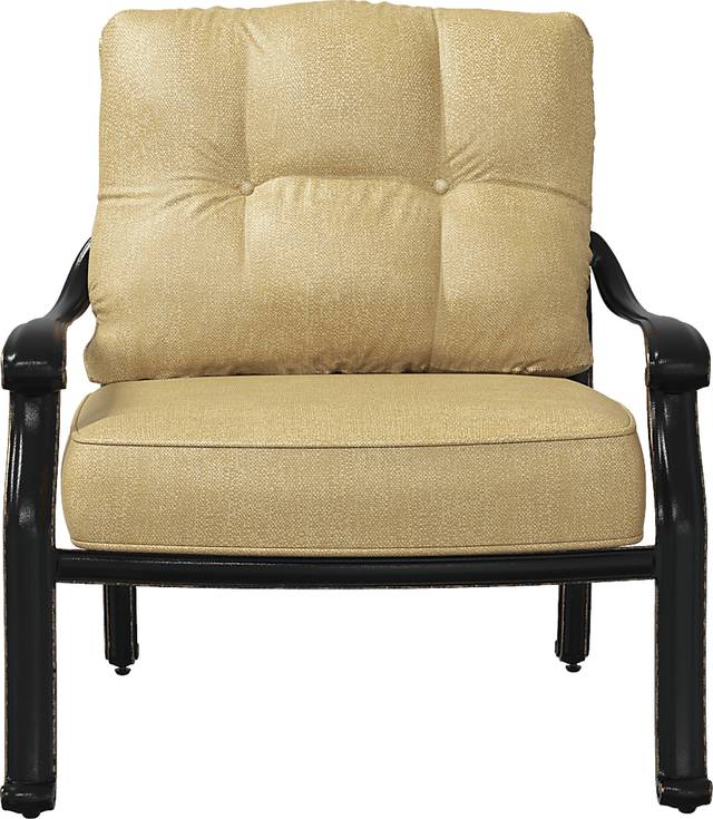 Cindy Crawford Home Lake Como Antique Bronze Outdoor Club Chair with Gold Cushions - Thumbnail - Image 4