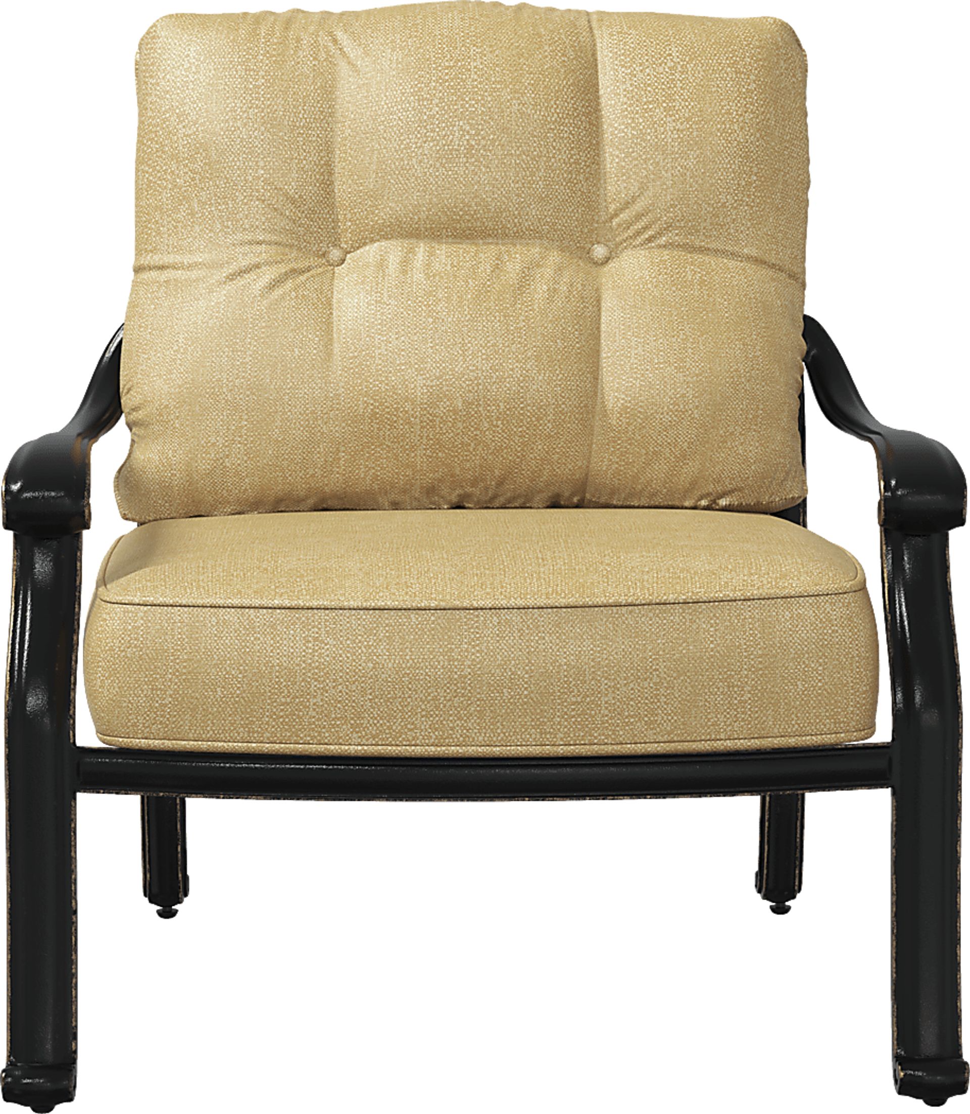 Cindy Crawford Home Lake Como Antique Bronze Outdoor Club Chair with Gold Cushions - Image 4
