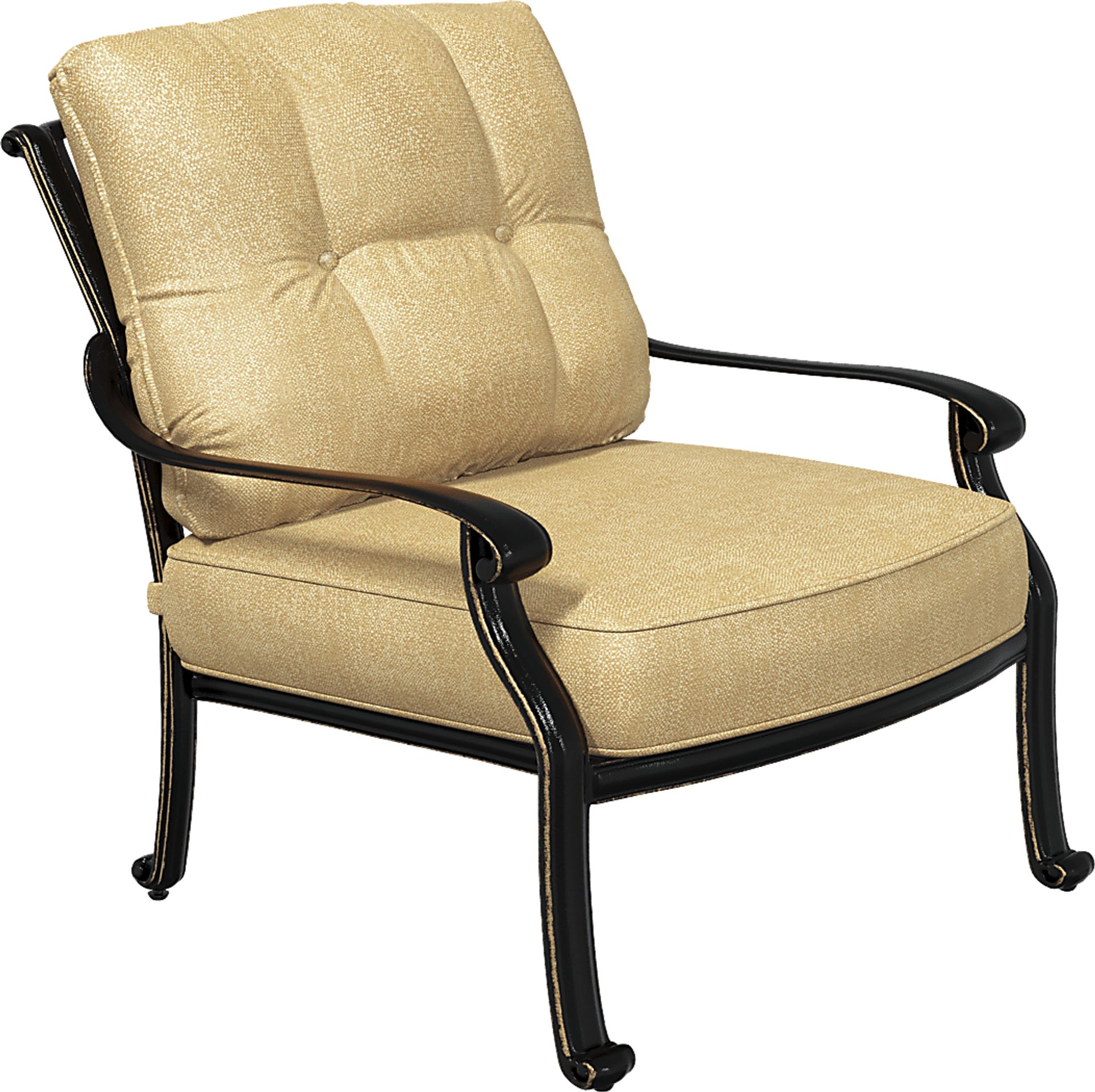Cindy Crawford Home Lake Como Antique Bronze Outdoor Club Chair with Gold Cushions - Image 1