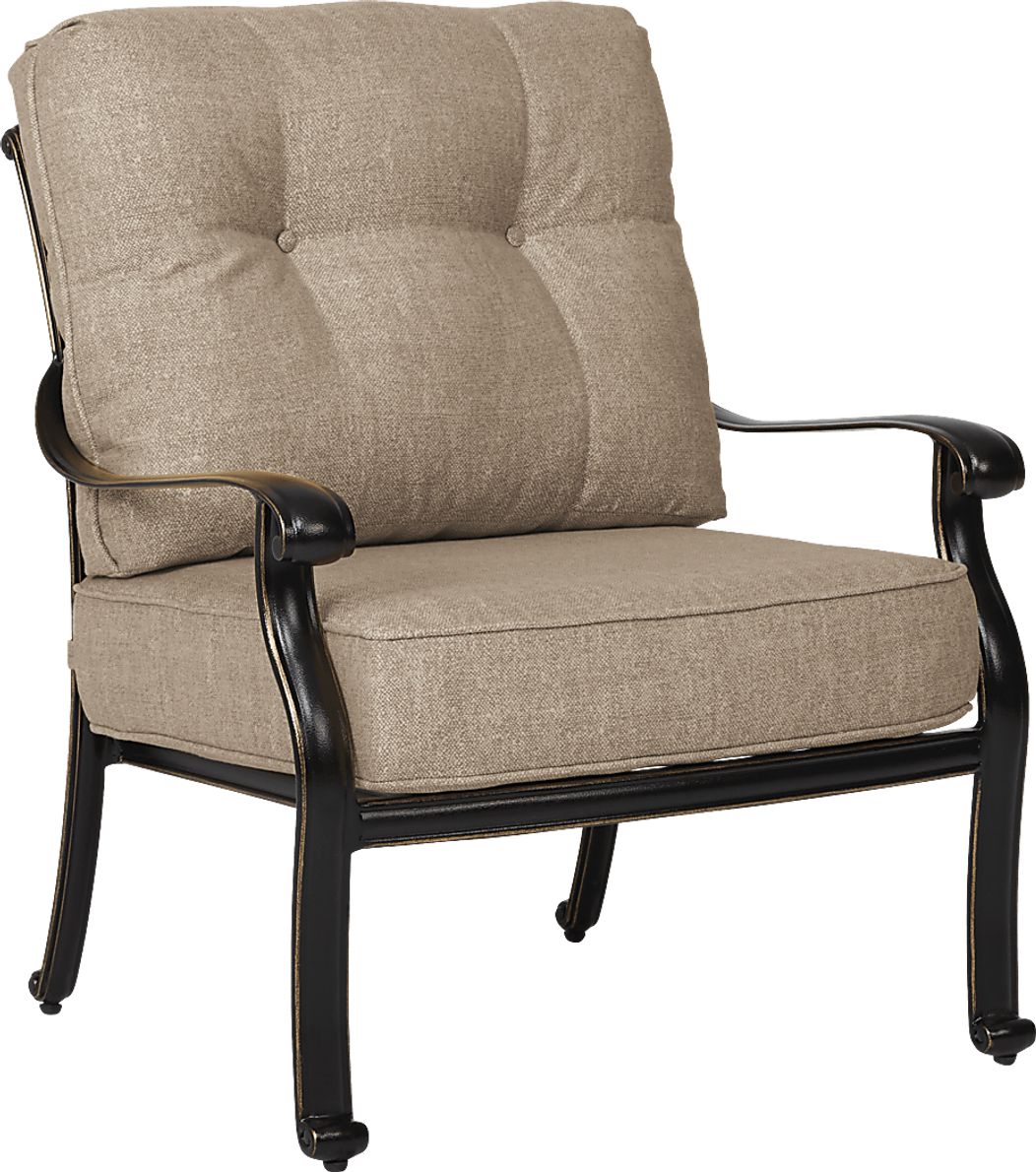 Cindy Crawford Home Lake Como Antique Bronze Outdoor Club Chair With Malt Cushions