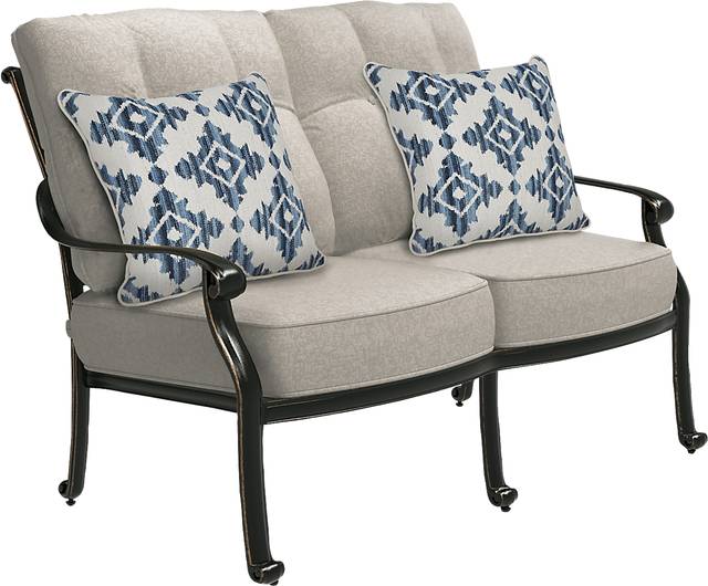 Lake Como Antique Bronze 4 Pc Outdoor Seating Set with Silk-Colored Cushions - Thumbnail - Image 3