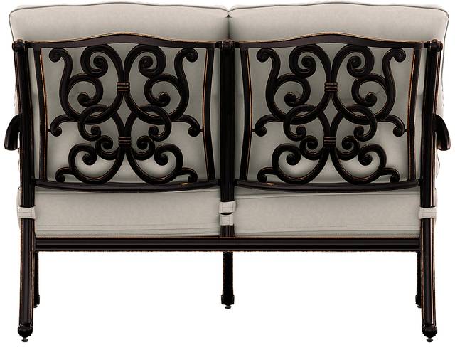Lake Como Antique Bronze 4 Pc Outdoor Seating Set with Silk-Colored Cushions - Thumbnail - Image 4