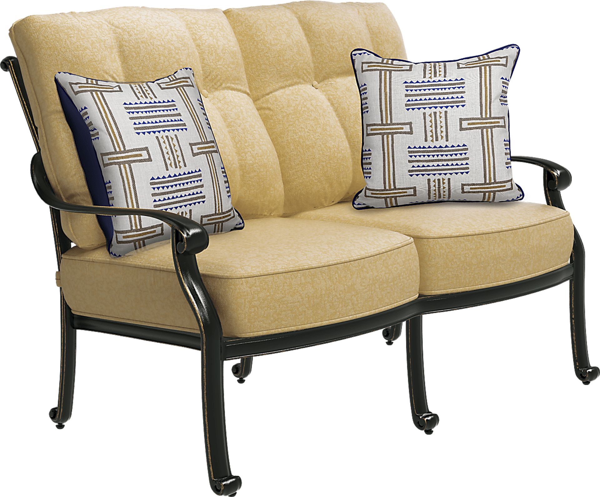 Cindy Crawford Home Lake Como Antique Bronze 4 Pc Outdoor Seating Set with Gold Cushions - Image 2