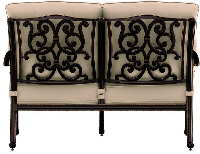 Lake Como Antique Bronze 4 Pc Outdoor Seating Set with Malt Cushions - Thumbnail - Image 4