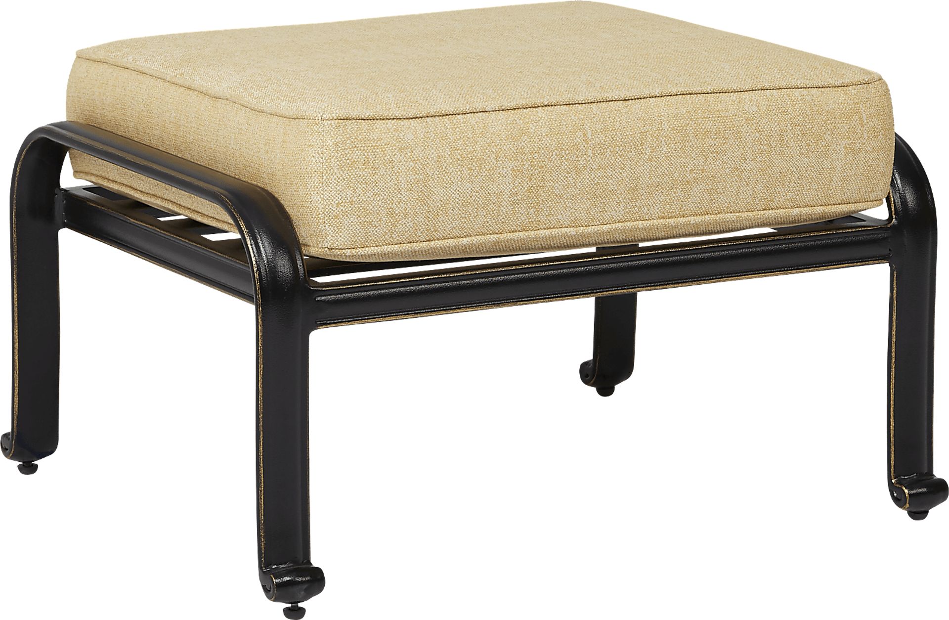 Lake Como Antique Bronze Outdoor Ottoman with Gold Cushion - Image 1