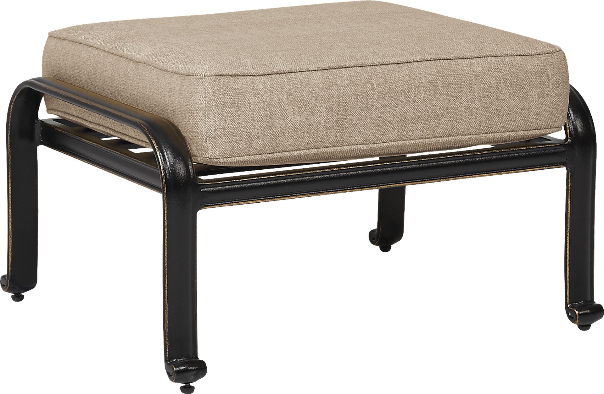Lake Como Antique Bronze Outdoor Ottoman with Malt Cushion - Image 1
