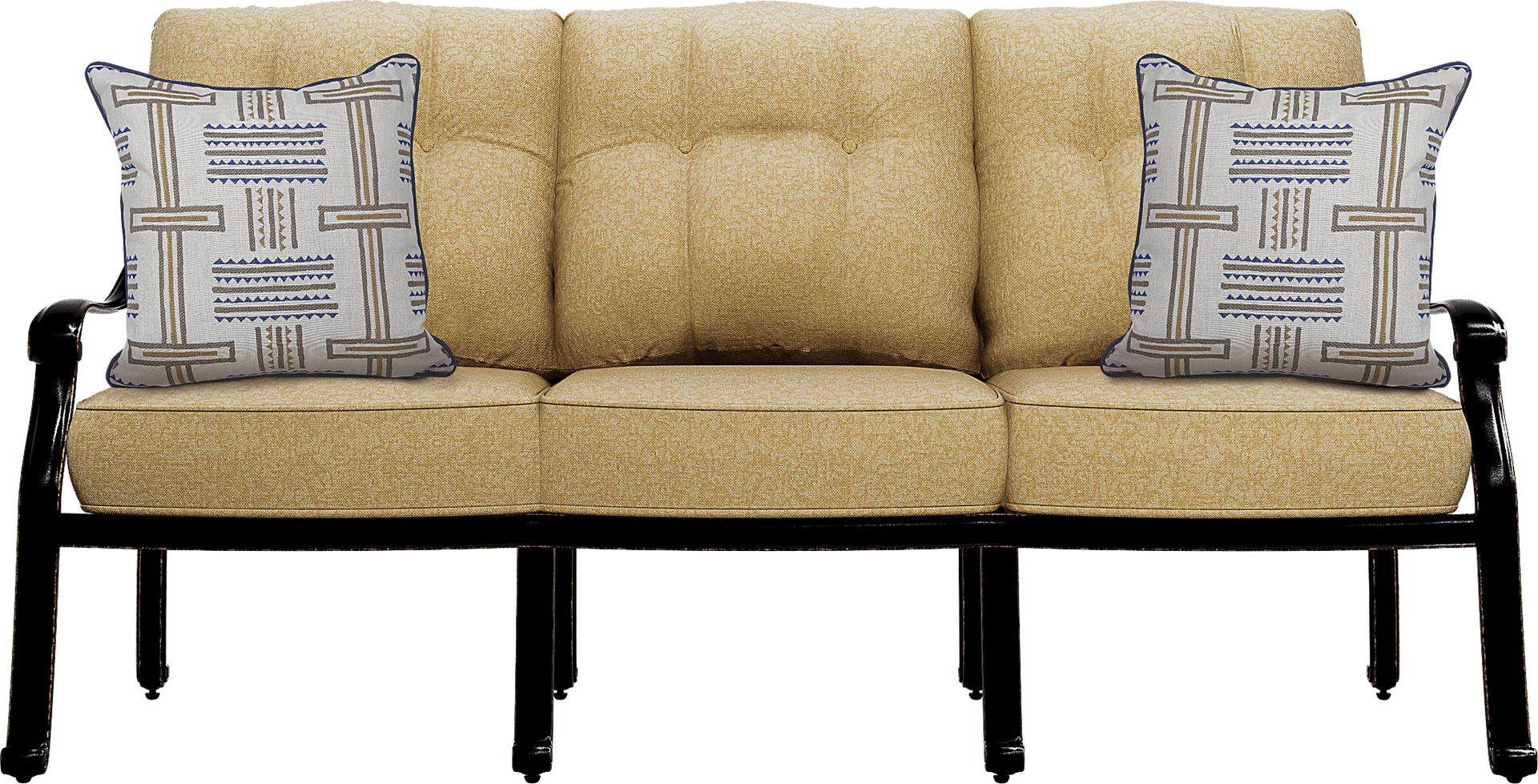Cindy Crawford Home Lake Como Antique Bronze Outdoor Sofa with Gold Cushions - Image 2