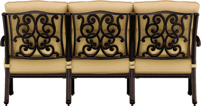 Cindy Crawford Home Lake Como Antique Bronze Outdoor Sofa with Gold Cushions - Thumbnail - Image 3