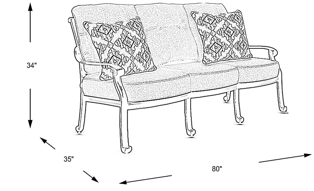 Lake Como Antique Bronze Outdoor Sofa with Malt Cushions