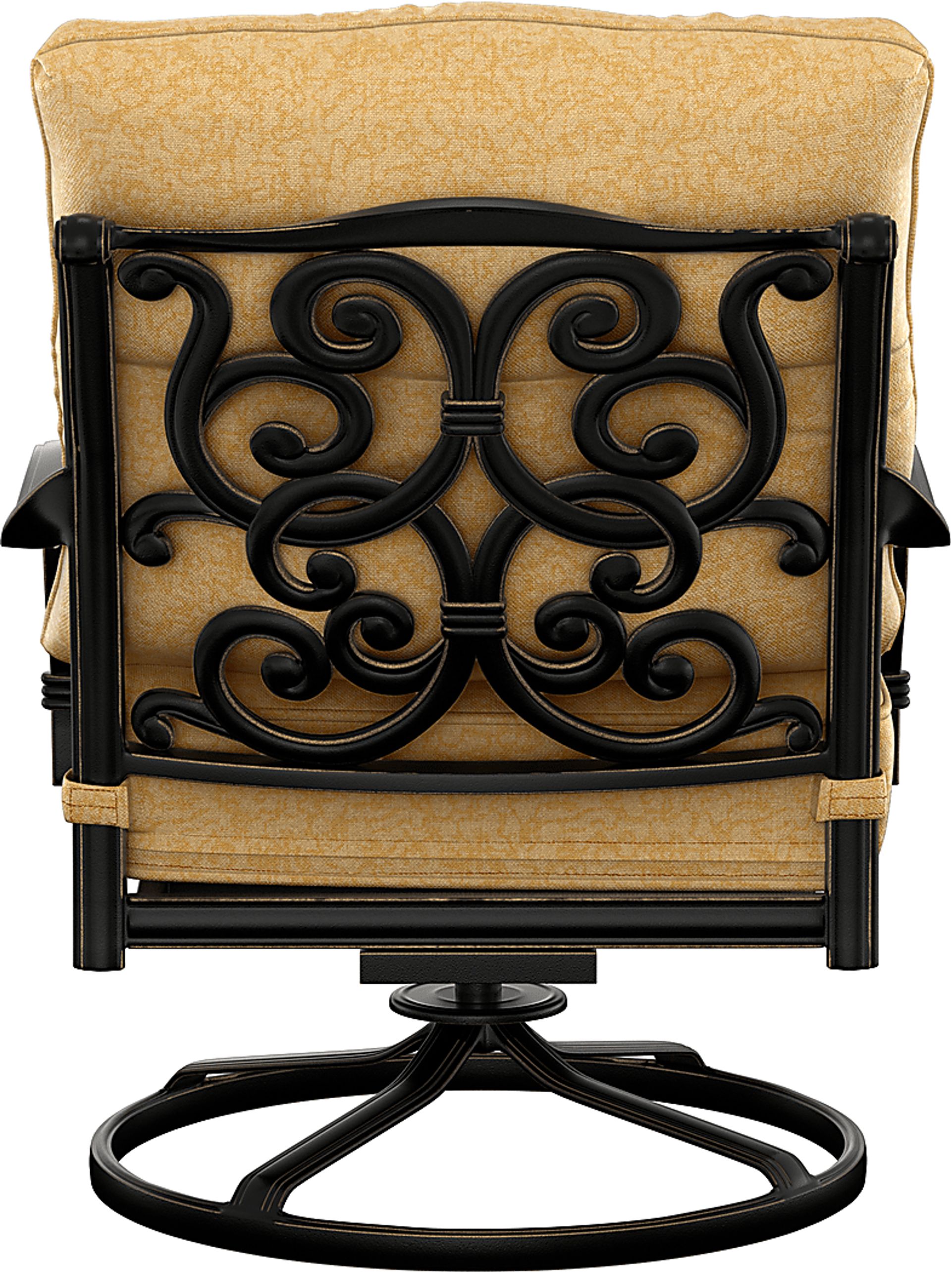 Cindy Crawford Home Lake Como Antique Bronze 5 Pc Outdoor Fire Pit Set with Gold Cushions - Image 7