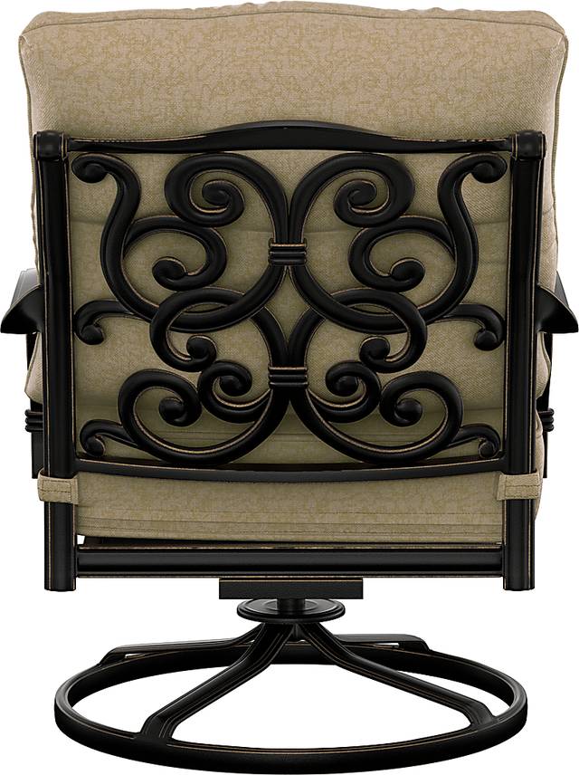 Lake Como Antique Bronze 5 Pc Outdoor Fire Pit Seating Set with Malt Cushions - Thumbnail - Image 7