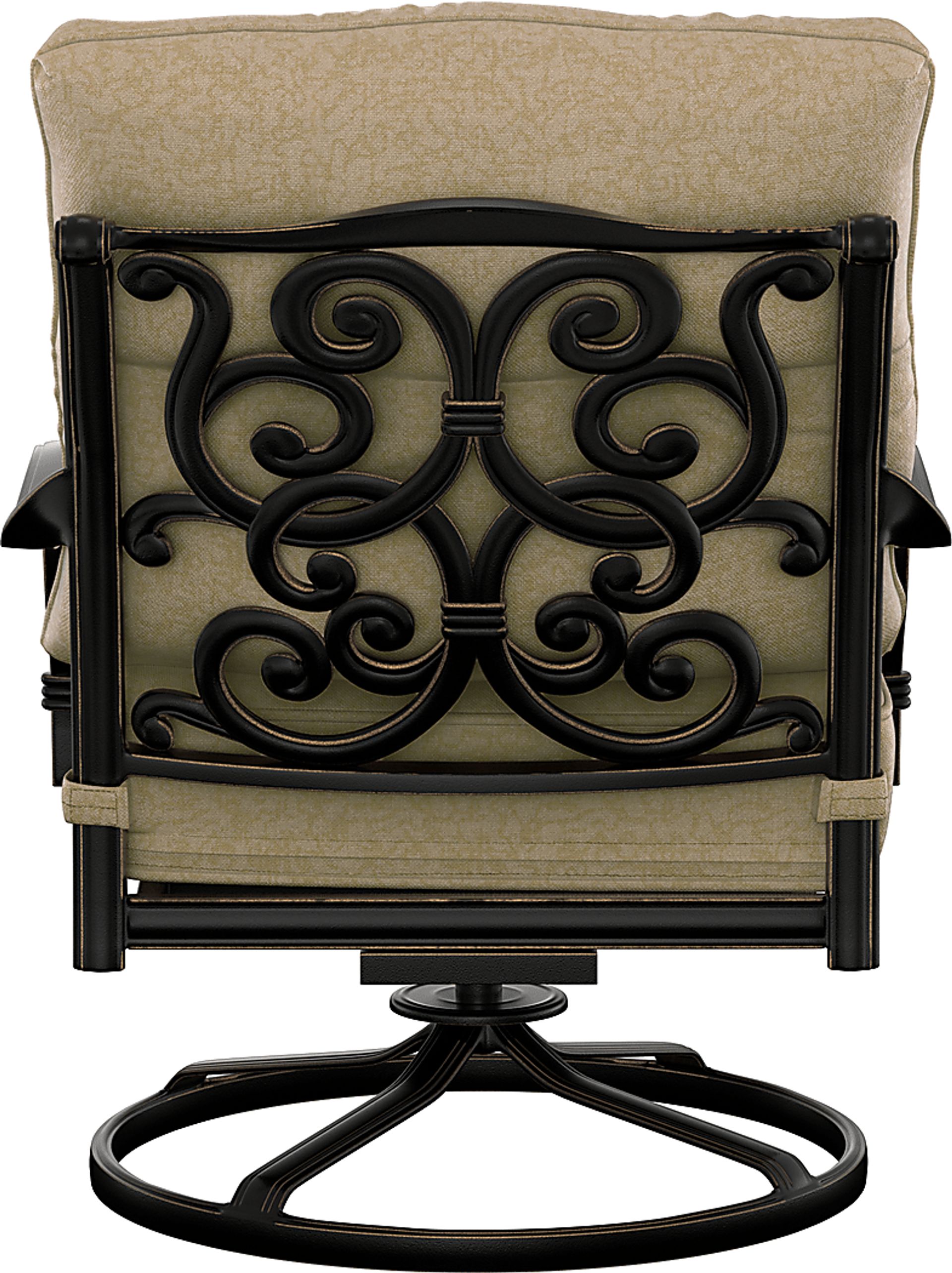 Lake Como Antique Bronze 5 Pc Outdoor Fire Pit Seating Set with Malt Cushions - Image 7