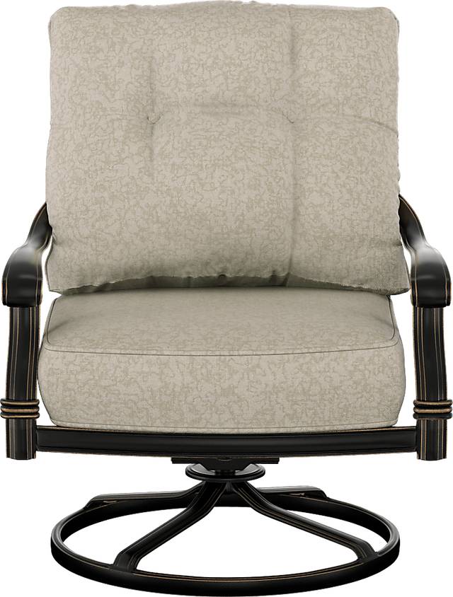 Lake Como Antique Bronze Outdoor Swivel Rocker Chair with Silk-Colored Cushions - Thumbnail - Image 2