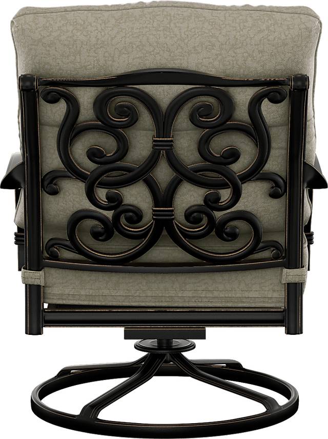 Lake Como Antique Bronze Outdoor Swivel Rocker Chair with Silk-Colored Cushions - Thumbnail - Image 3