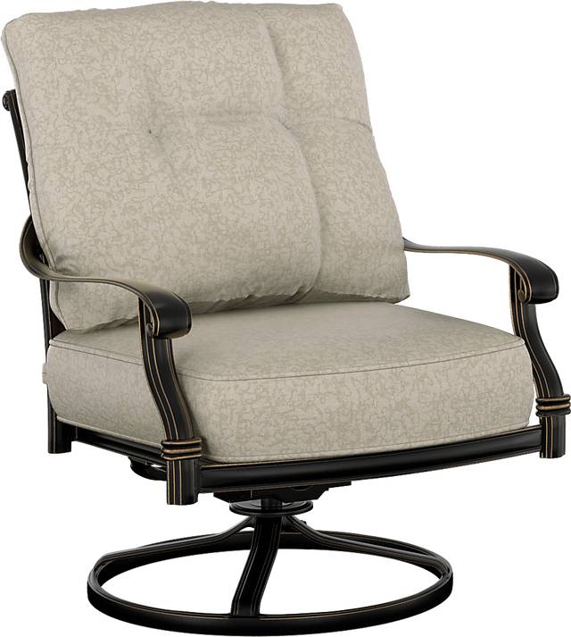 Lake Como Antique Bronze Outdoor Swivel Rocker Chair with Silk-Colored Cushions - Thumbnail - Image 1