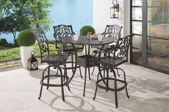 Cindy Crawford Home Lake Como Antique Bronze Round 5 Pc Outdoor Bar Height Dining Set
