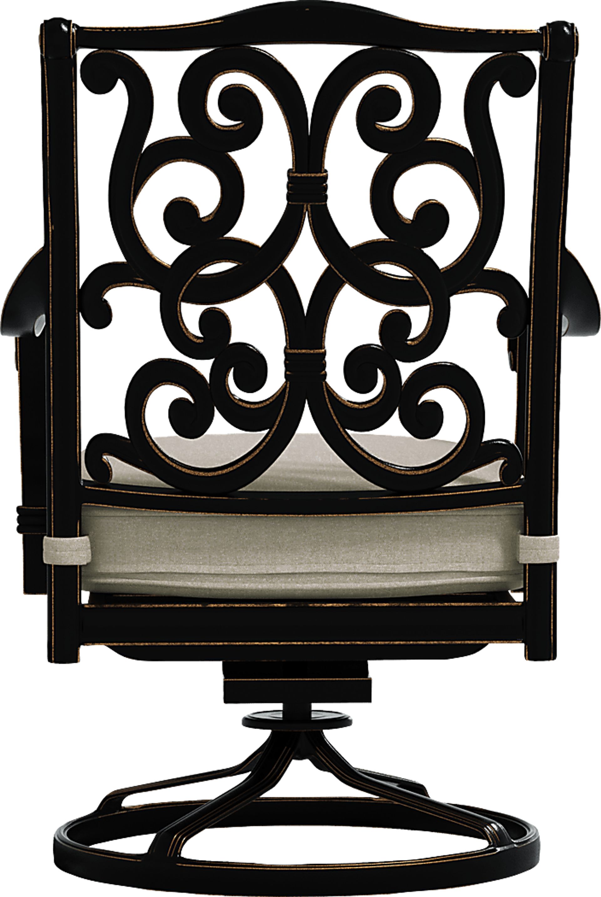 Lake Como Antique Bronze Swivel Rocker Arm Chair with Silk-Colored Cushion - Image 3