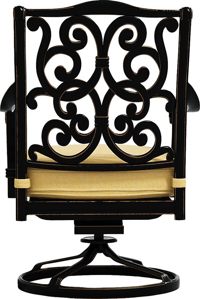 Cindy Crawford Home Lake Como Antique Bronze Outdoor Swivel Rocker Arm Chair with Gold Cushion - Thumbnail - Image 3