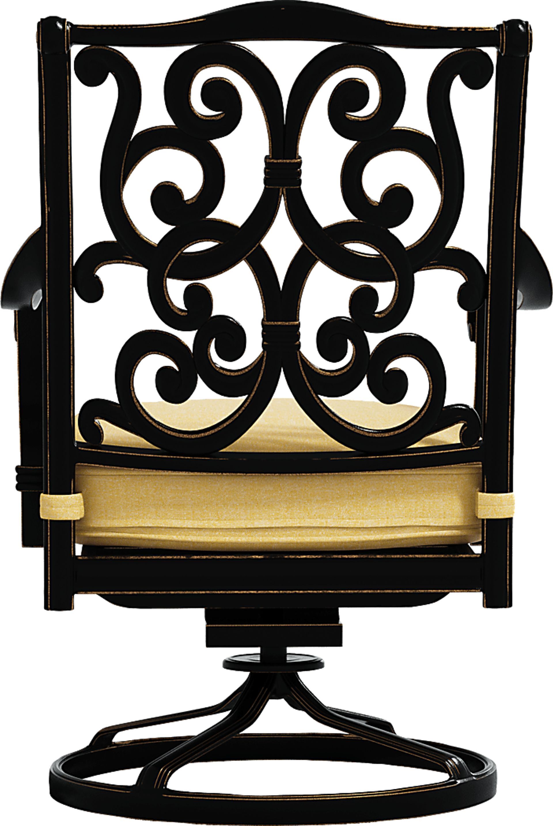 Cindy Crawford Home Lake Como Antique Bronze Outdoor Swivel Rocker Arm Chair with Gold Cushion - Image 3