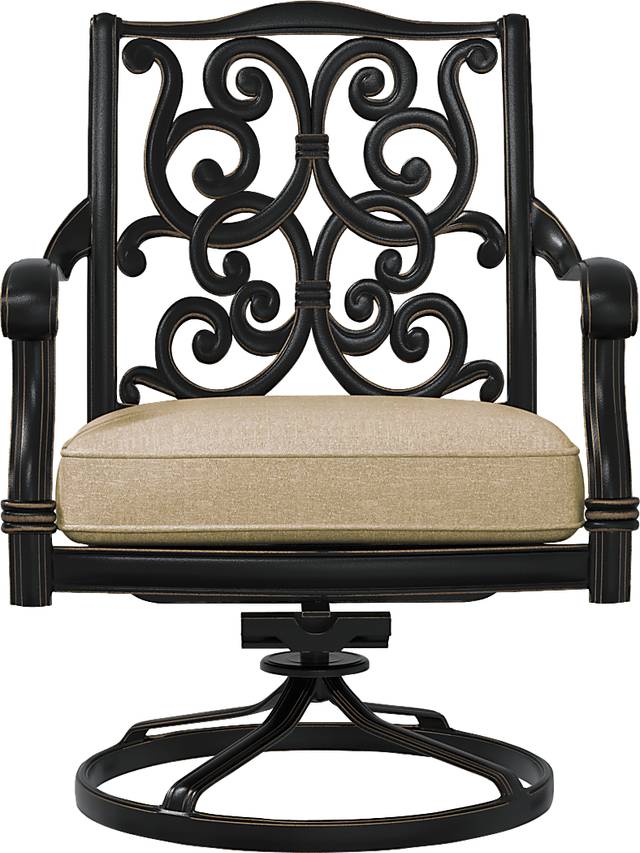 Lake Como Antique Bronze Outdoor Swivel Rocker Arm Chair with Malt Cushion - Thumbnail - Image 2