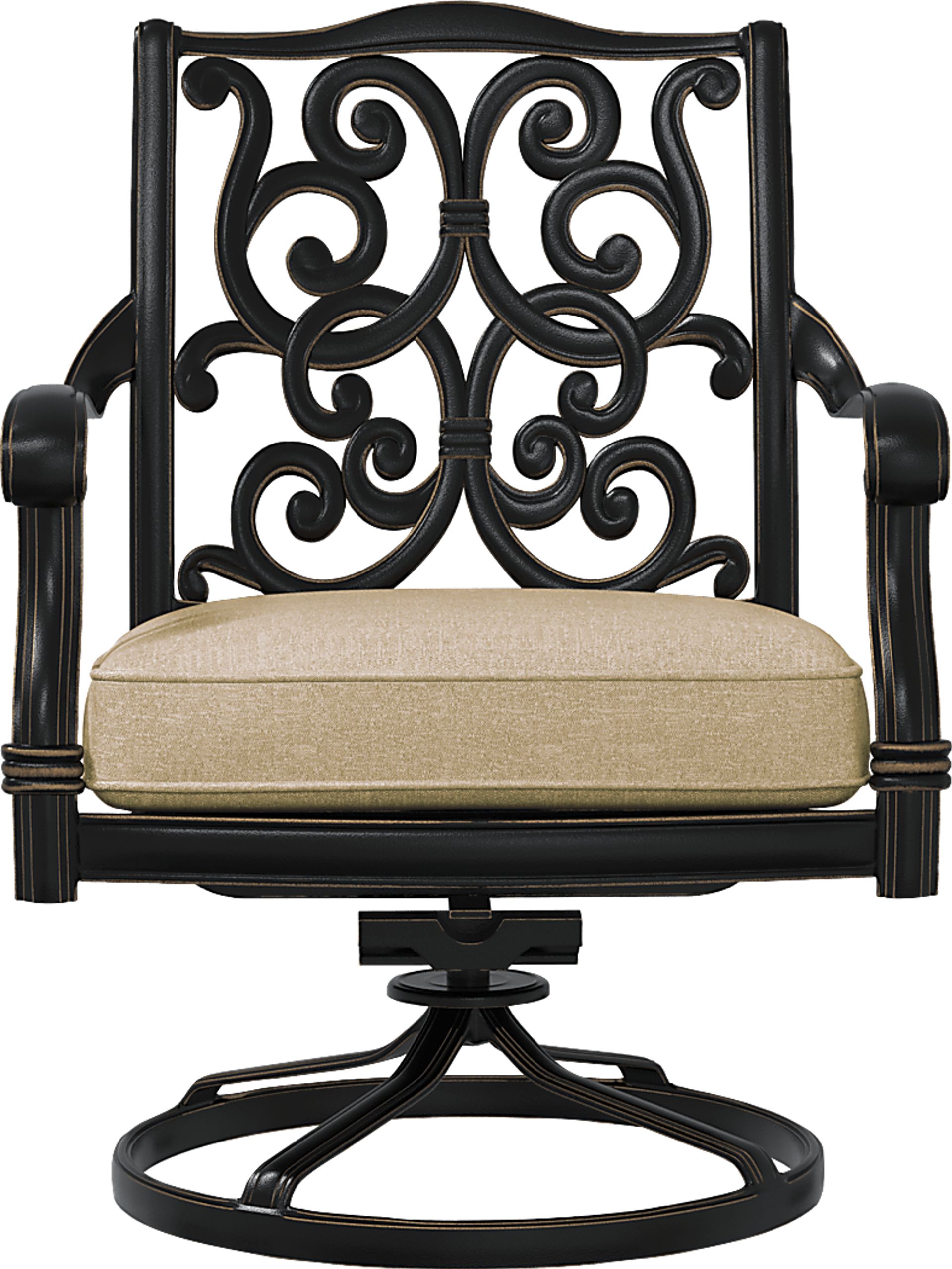 Lake Como Antique Bronze Outdoor Swivel Rocker Arm Chair with Malt Cushion - Image 2