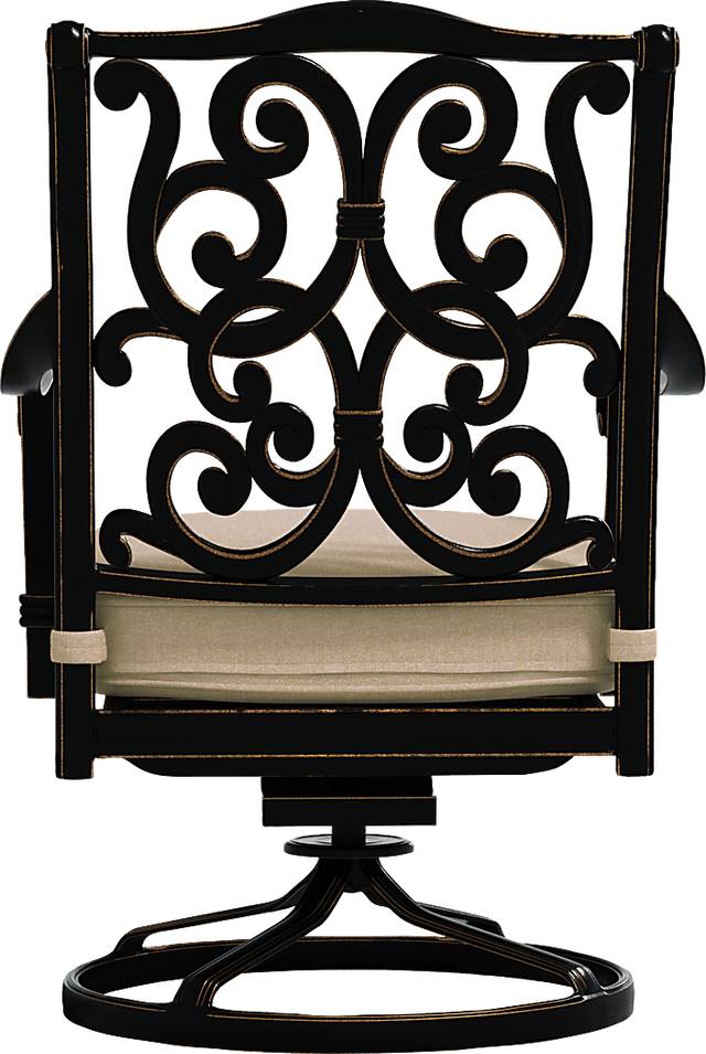 Lake Como Antique Bronze Outdoor Swivel Rocker Arm Chair with Malt Cushion - Thumbnail - Image 3