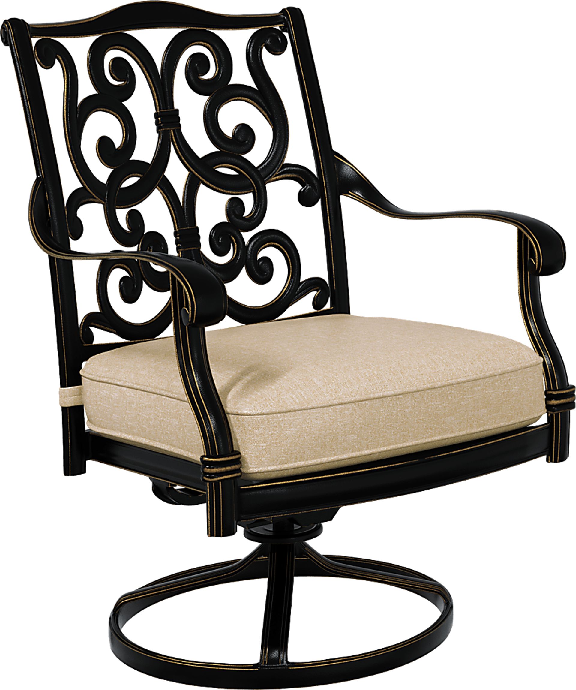 Lake Como Antique Bronze Outdoor Swivel Rocker Arm Chair with Malt Cushion - Image 1
